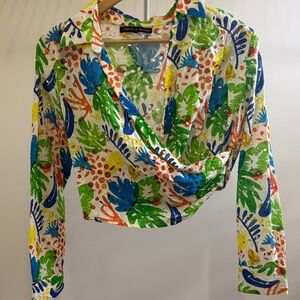 AMERICA AND BEYOND CROSS FRONT BLOUSE- size Small NWOT